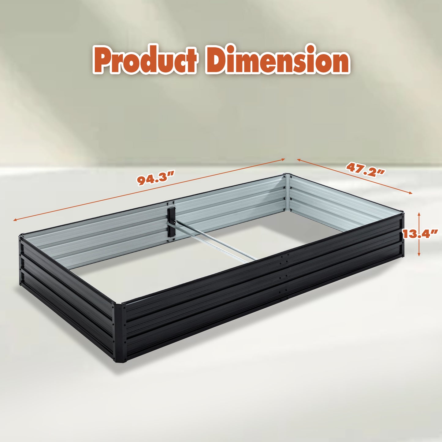 Galvanized Raised Garden Bed Kit - Heavy Duty Metal Planter Bed - Black