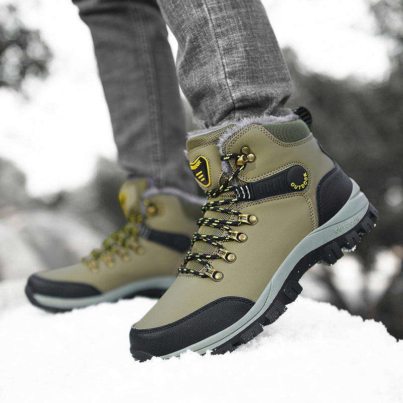 Winter Waterproof Hiking Boots - Insulated Lace-Up Snow Boots