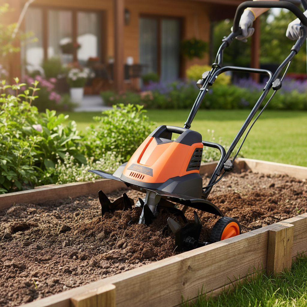 V12 Amp Electric Garden Tiller - 18" Width, 4" Depth Cultivator