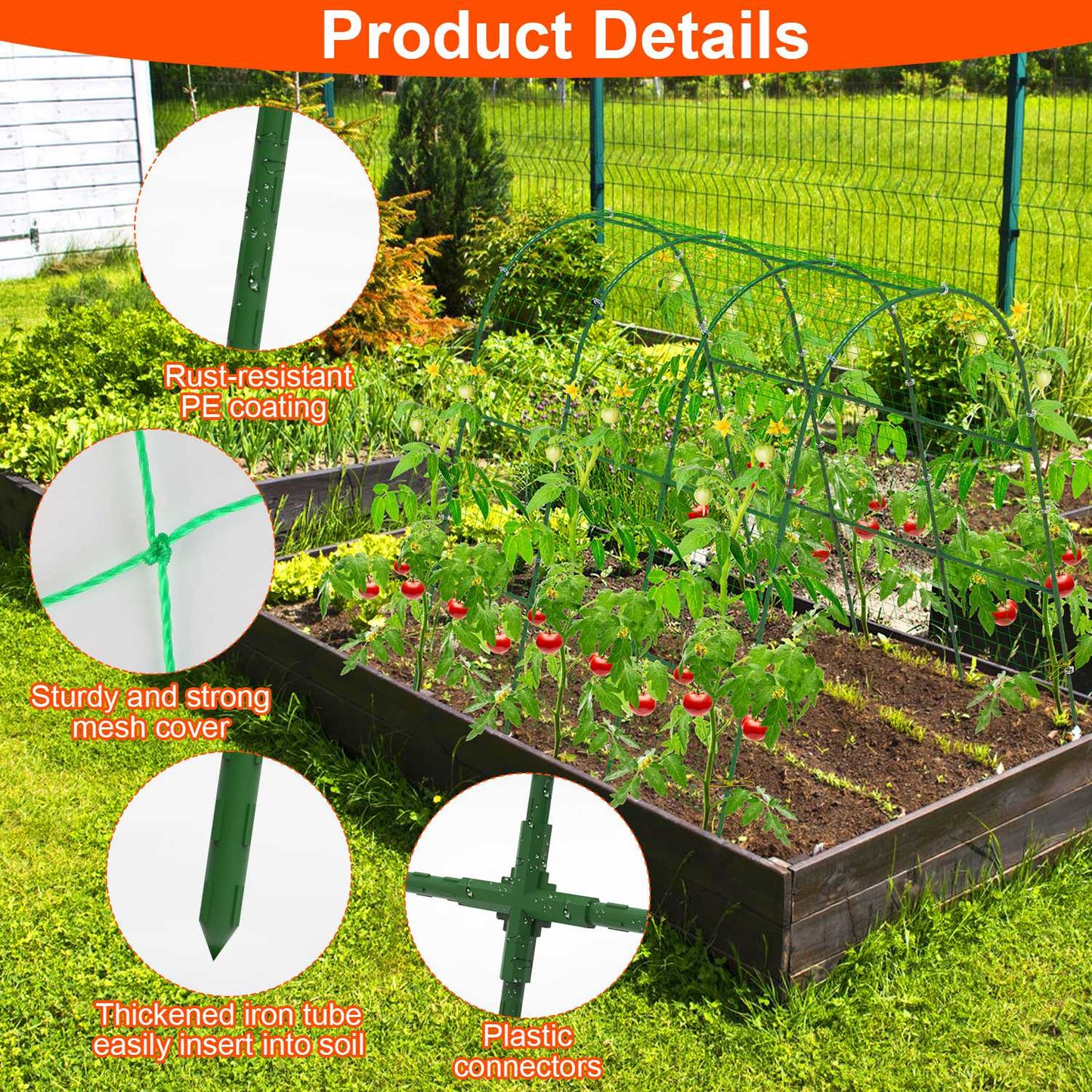 U-Shaped Garden Arch Trellis with Climbing Net β 49.6x47.2 in Tunnel Frame