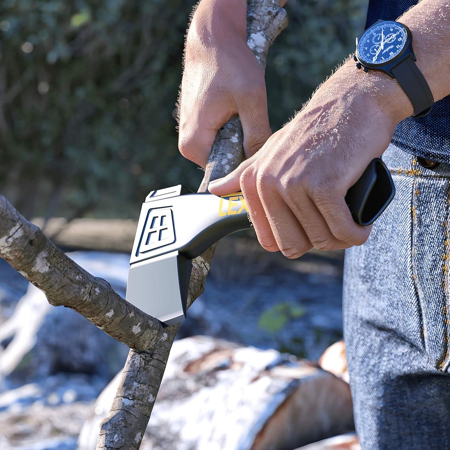V9 Camping Hatchet, 9-Inch Axe | Ergonomic Grip, Lightweight Fiber-Glass Composite Handle | Protective Carrying Sheath Included (LX-V9)
