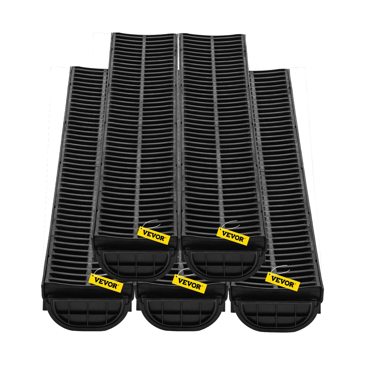VEVOR 39.4" Trench Drain System with Grate - 5 Pack Driveway Channel Drain