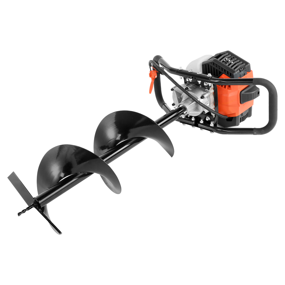 52cc 2-Stroke Gas Powered Earth Auger with Two Bit Sizes and Extension Rods for Post Holes