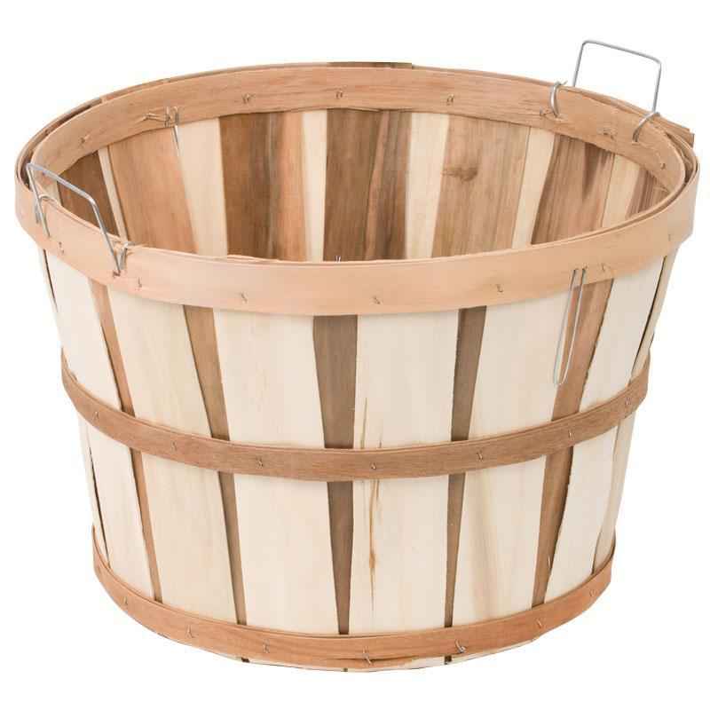 Wooden 1-Bushel Harvest Basket with Two Handles