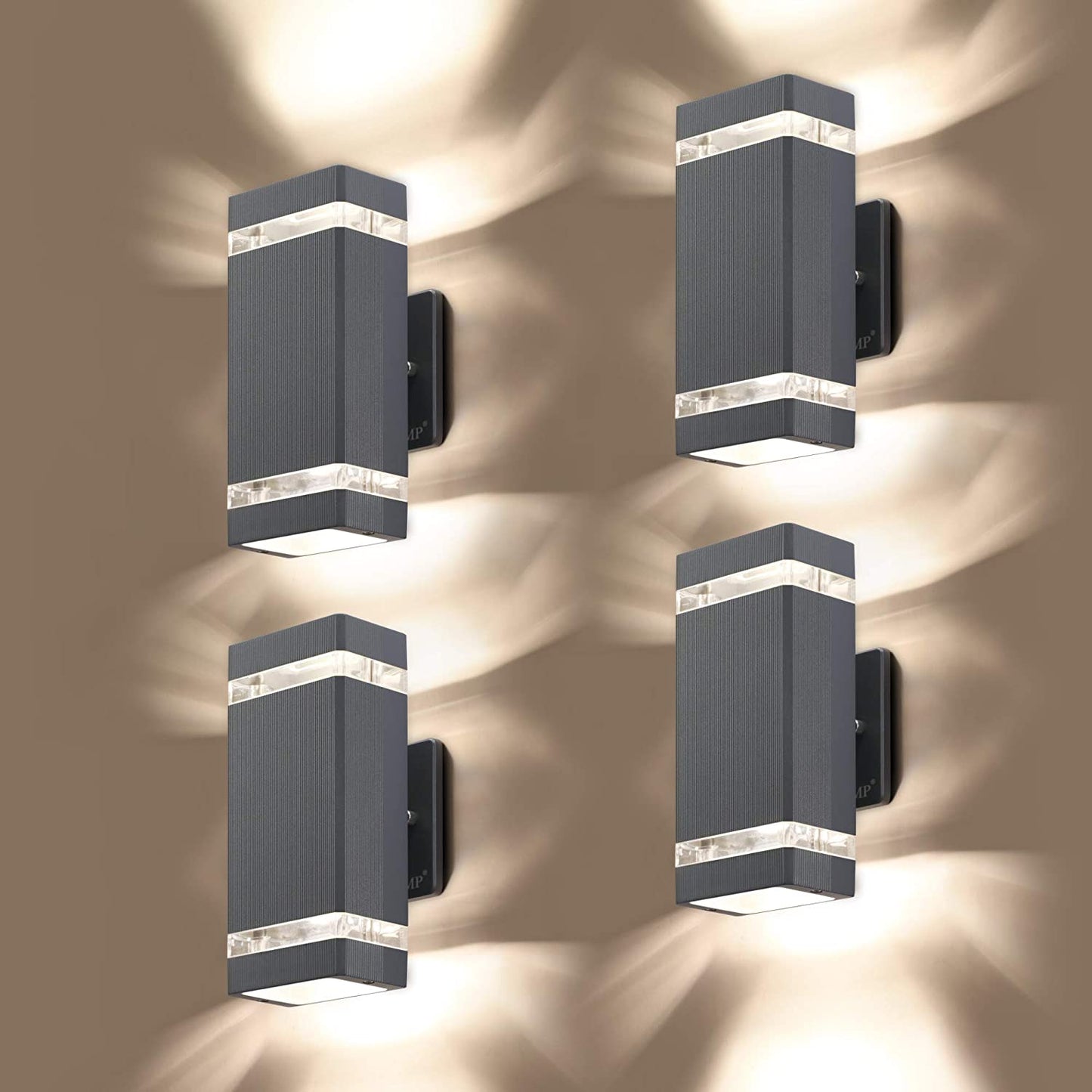2 Pack LED Square up and down Lights Outdoor Wall Light,Body in Aluminum Waterproof Outdoor Wall Lamps,3000K 5W with Certificate ETL