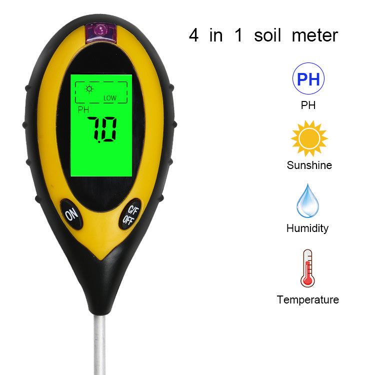 4-in-1 Digital Soil Tester - pH Moisture Temperature Sunlight Meter
