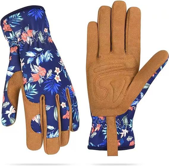Floral Gardening Gloves with Microfiber Grip, One Size
