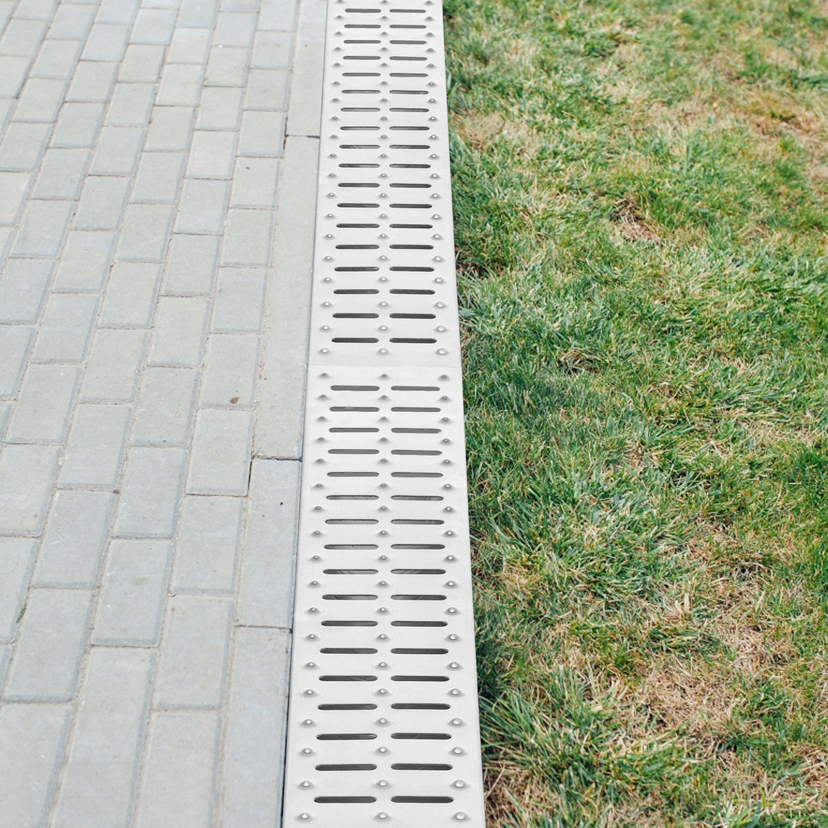 Trench Drain System 3-Pack 39-Inch Channel Drain with Metal Grate