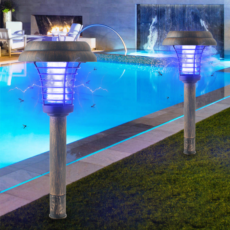 Solar Bug Zapper Stake Light, Bronze Outdoor Garden Lamp