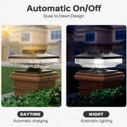 Solar Post Cap Lights 4 Pack - Waterproof LED for 4x4 5x5 6x6 Wood Fence Posts