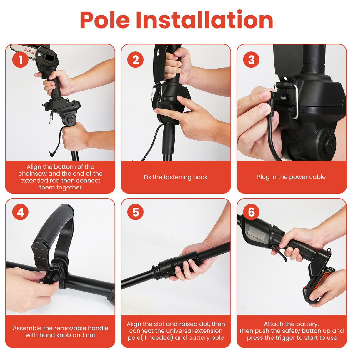 3-in-1 Cordless Pole Saw, Mini Chainsaw & Grass Trimmer Kit