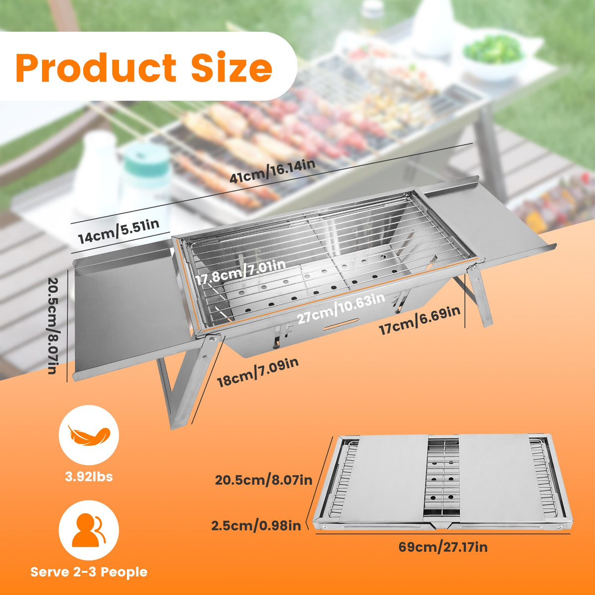 3-in-1 Foldable Charcoal Grill - Portable BBQ, Fire Pit & Slow Cooker