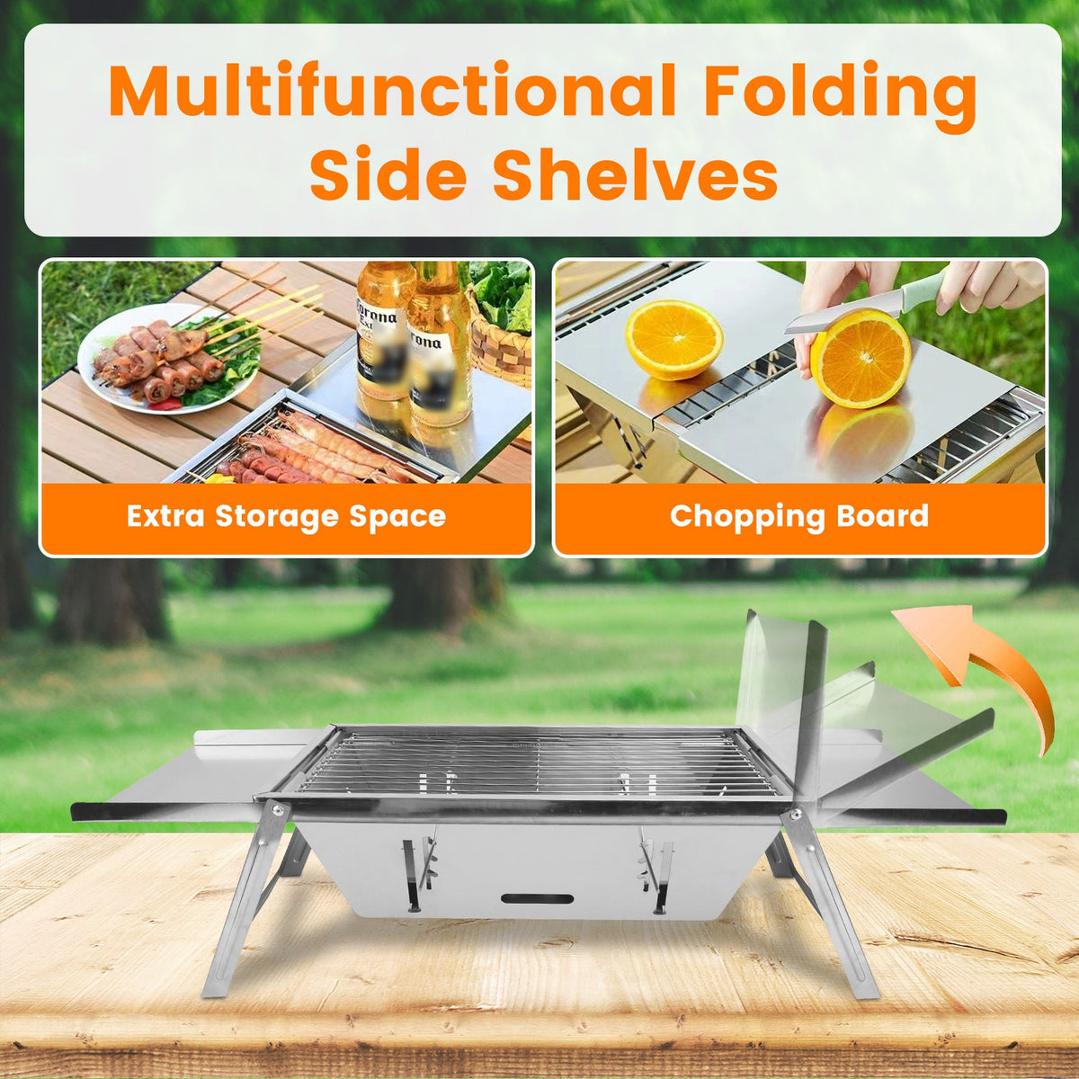 3-in-1 Foldable Charcoal Grill - Portable BBQ, Fire Pit & Slow Cooker