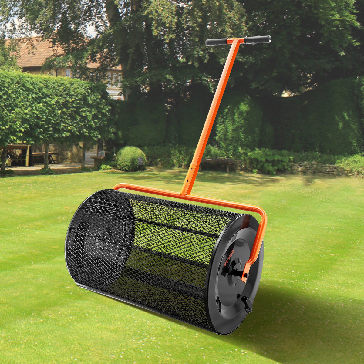 24-Inch Rolling Compost Spreader for Lawn Topdressing