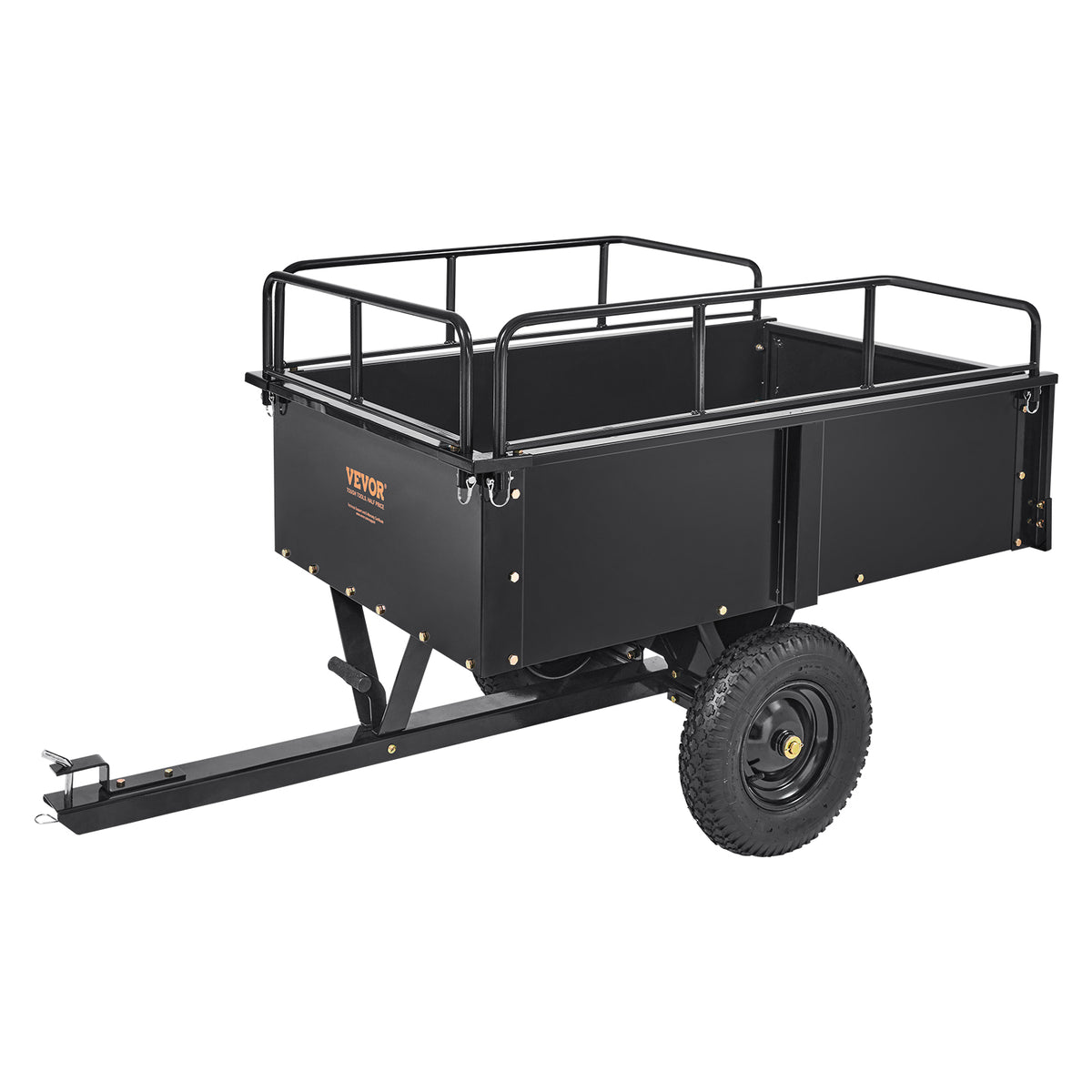 750 LB Lawn Tractor Dump Cart - 15 Cu Ft Heavy Duty Steel Trailer