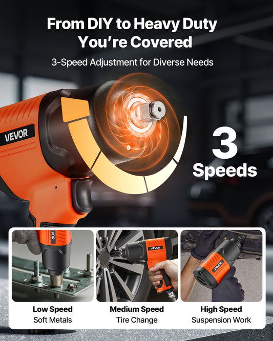 Β½" Air Impact Wrench β 1100 ft-lbs Pneumatic Gun with 4-Speed Control