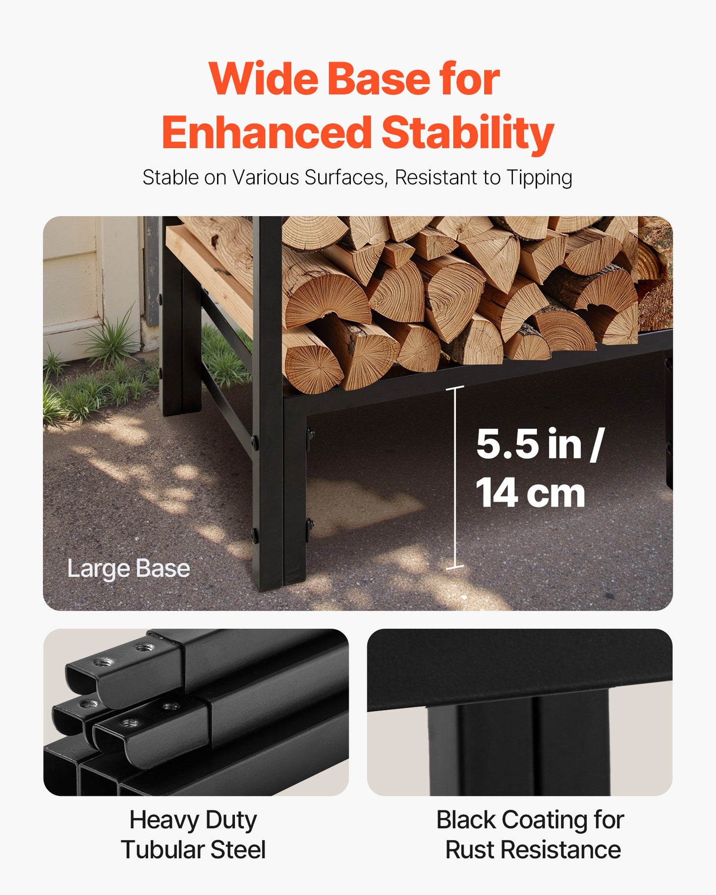 4 ft Heavy-Duty Steel Firewood Rack with Waterproof Cover β Holds 1/4 Cord