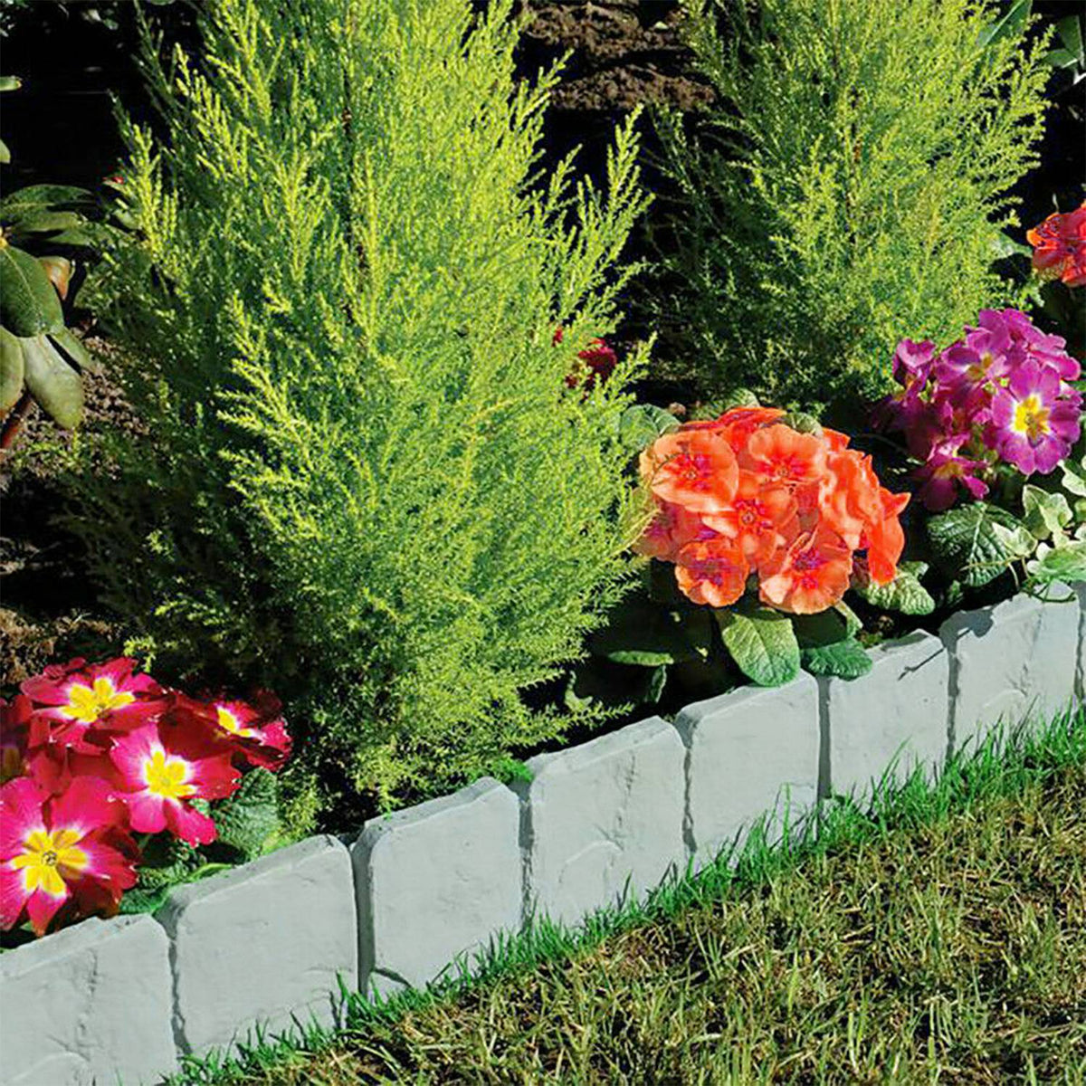 Cobblestone Lawn Edging Border, 20-Piece Set, 16 ft