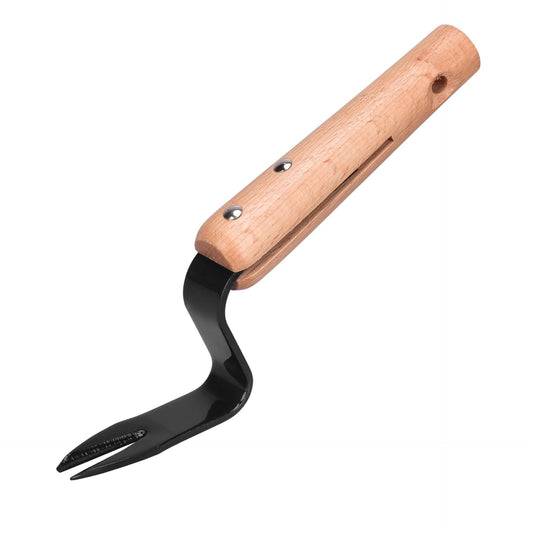 Hand Weeder Cultivator - 3-Prong Garden Tool with Wooden Handle