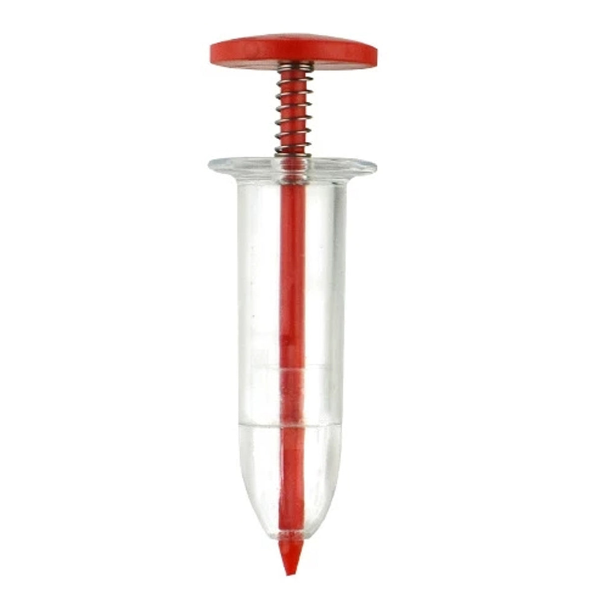 Red and clear plastic tool on a white background