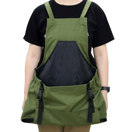 Cotton Canvas Garden Work Apron for Fruit & Flower Picking, Adjustable