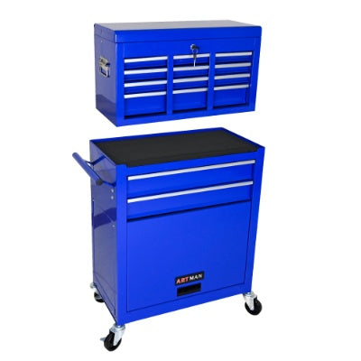 8-Drawer Rolling Tool Chest with Lockable Top Box, 4 Colors