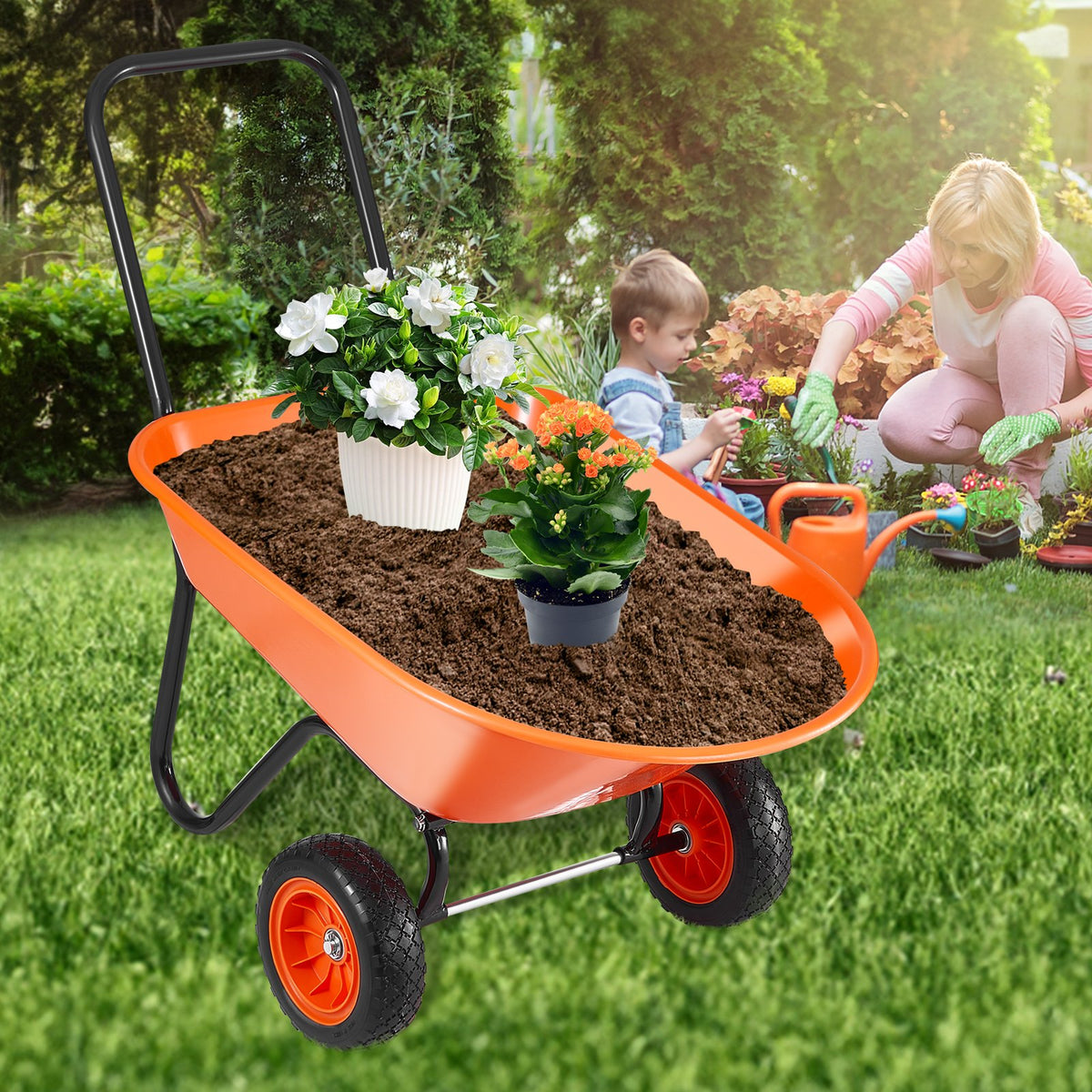 2-Wheel Garden Dump Cart, 5 Cu. Ft. with Foam Tires