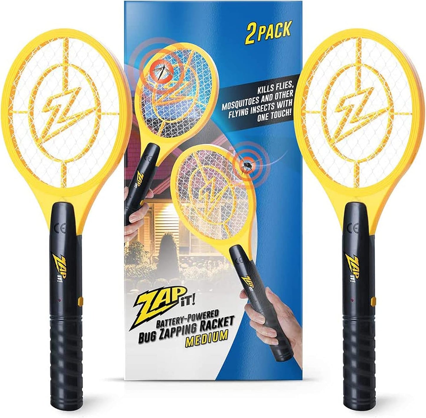 Zap It Bug Zapper Battery Powered (2Xaa Included) Bug Zapper Racket, 3,500 Volt, 2 Pack