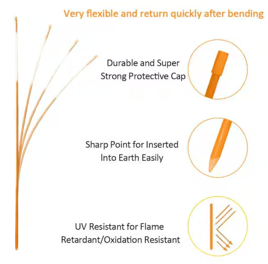 Reflective Fiberglass Marker Stakes 50-Pack – 36", 360° Visibility, Driveway & Lawn