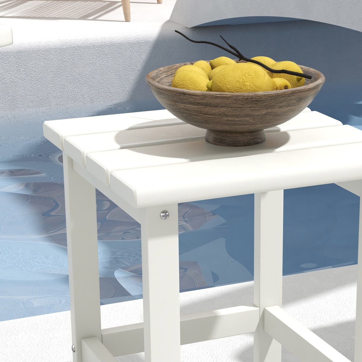 15" Square Outdoor HDPE Side Table, Weather Resistant, White - Rooted Supplies