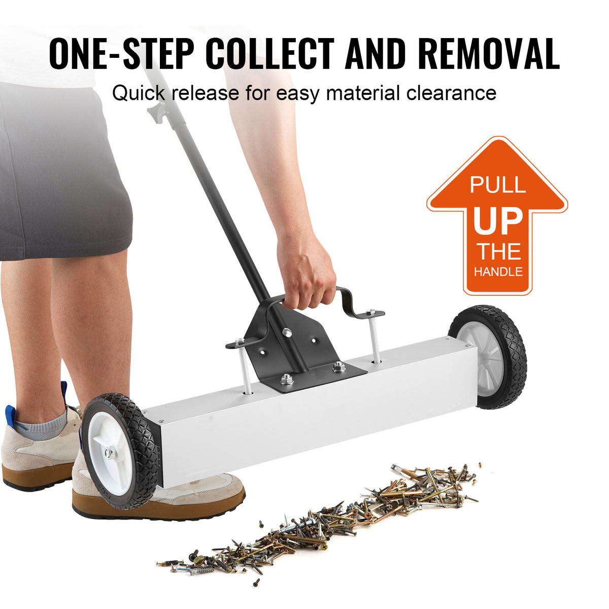 Magnetic Sweeper 50lb 24-Inch Rolling Push-Type with Telescoping Handle