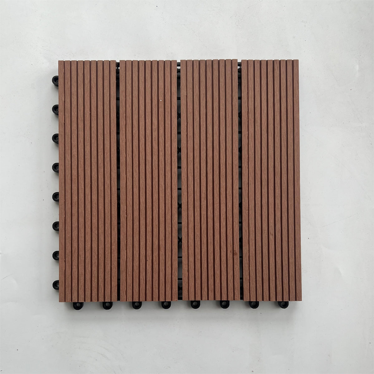 Extra-Thick 22mm Interlocking Wood-Plastic Deck Tiles, 12"x12", Box of 11 - Rooted Supplies