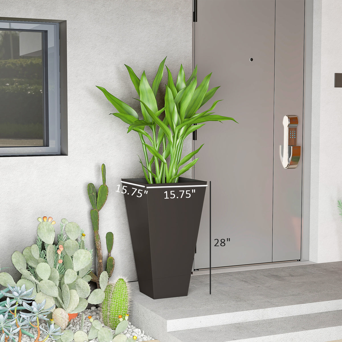 Tall Square Planter Set – Weather-Resistant PP, 3-Pack, 3 Colors