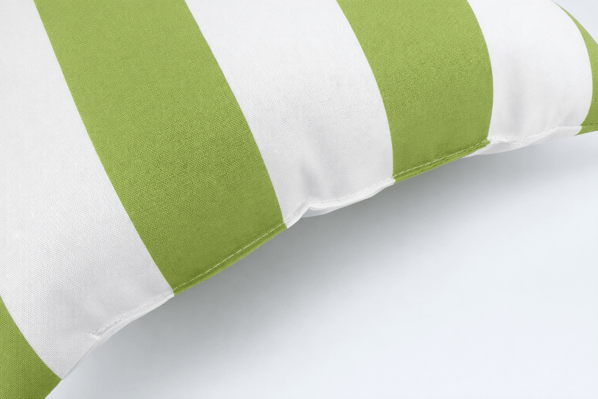 18x18 in. Waterproof Outdoor Throw Pillows for Patio, Porch, and Poolside Seating, Wide Stripe, Set of 2, Green or Yellow - Rooted Supplies