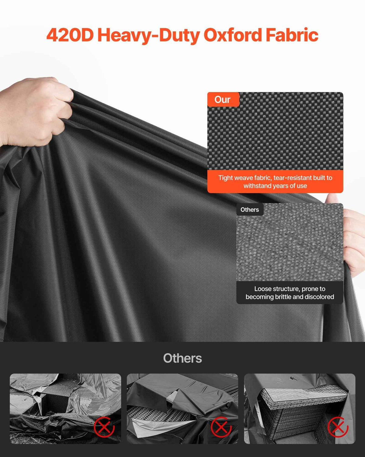 Outdoor Patio Furniture Cover, 126 x 63 In, Black