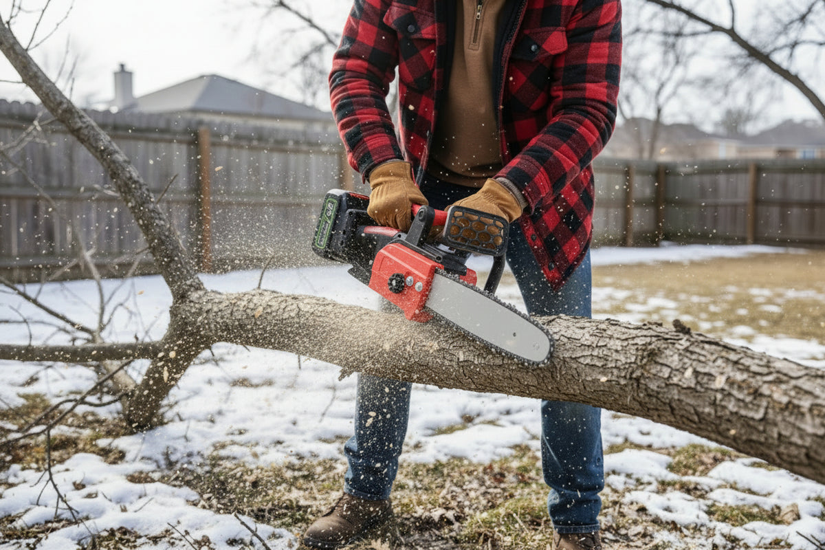 12-Inch Cordless Chainsaw, Red, 3000mAh Battery Option
