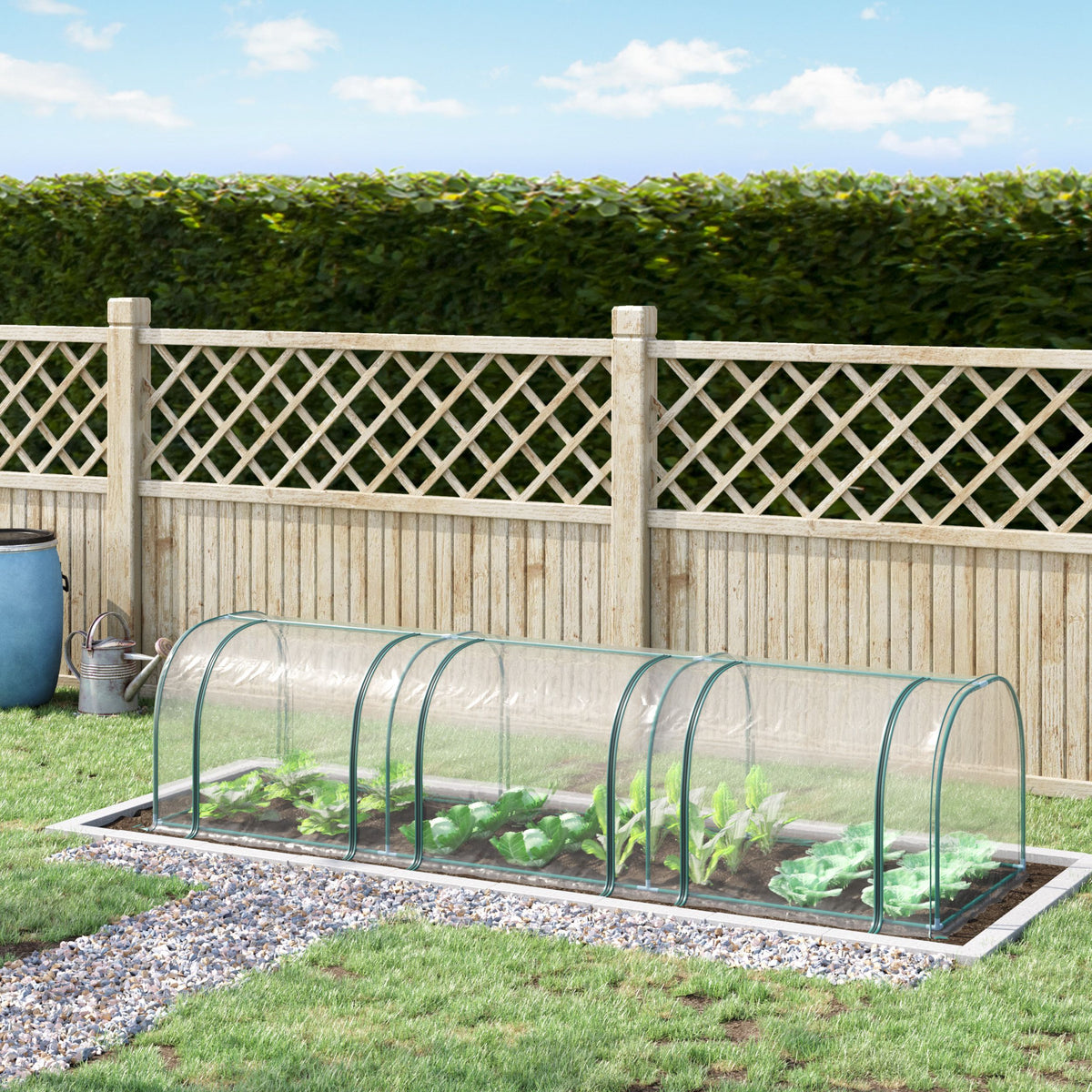 Tunnel Greenhouse 11.5 ft with PVC Cover Steel Frame and Zippered Doors