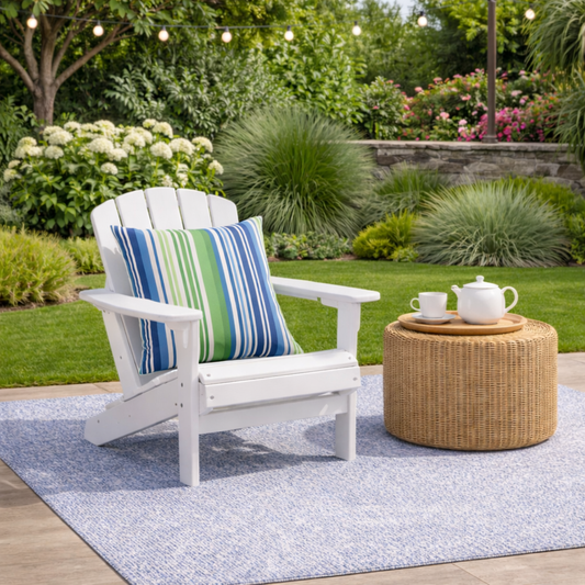 18x18 Waterproof Outdoor Throw Pillows, Striped Navy Blue β Set of 2