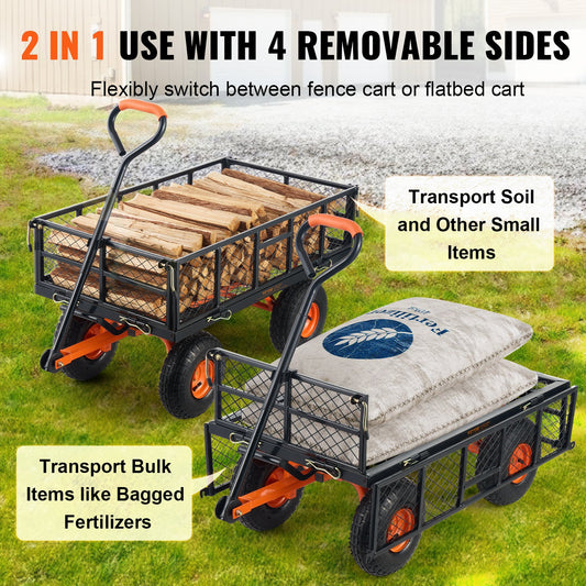 400 LB Garden Dump Cart with 180Β° Adjustable Handle