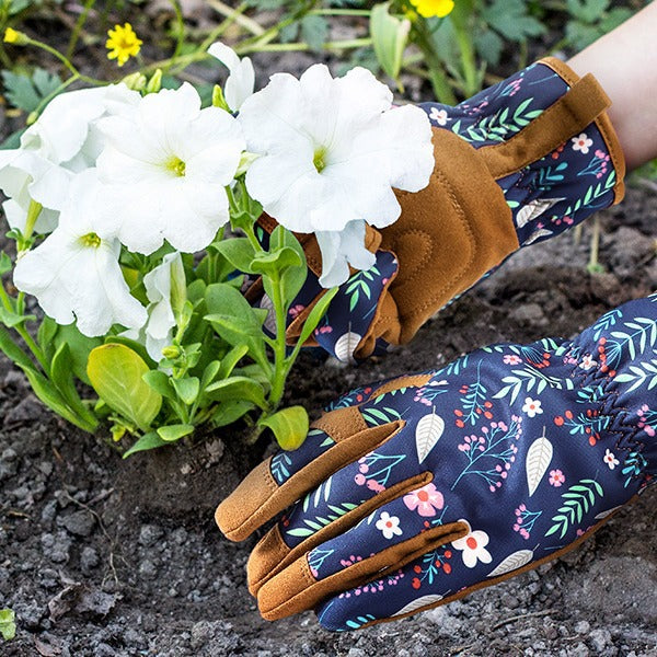 Floral Gardening Gloves with Microfiber Grip, One Size