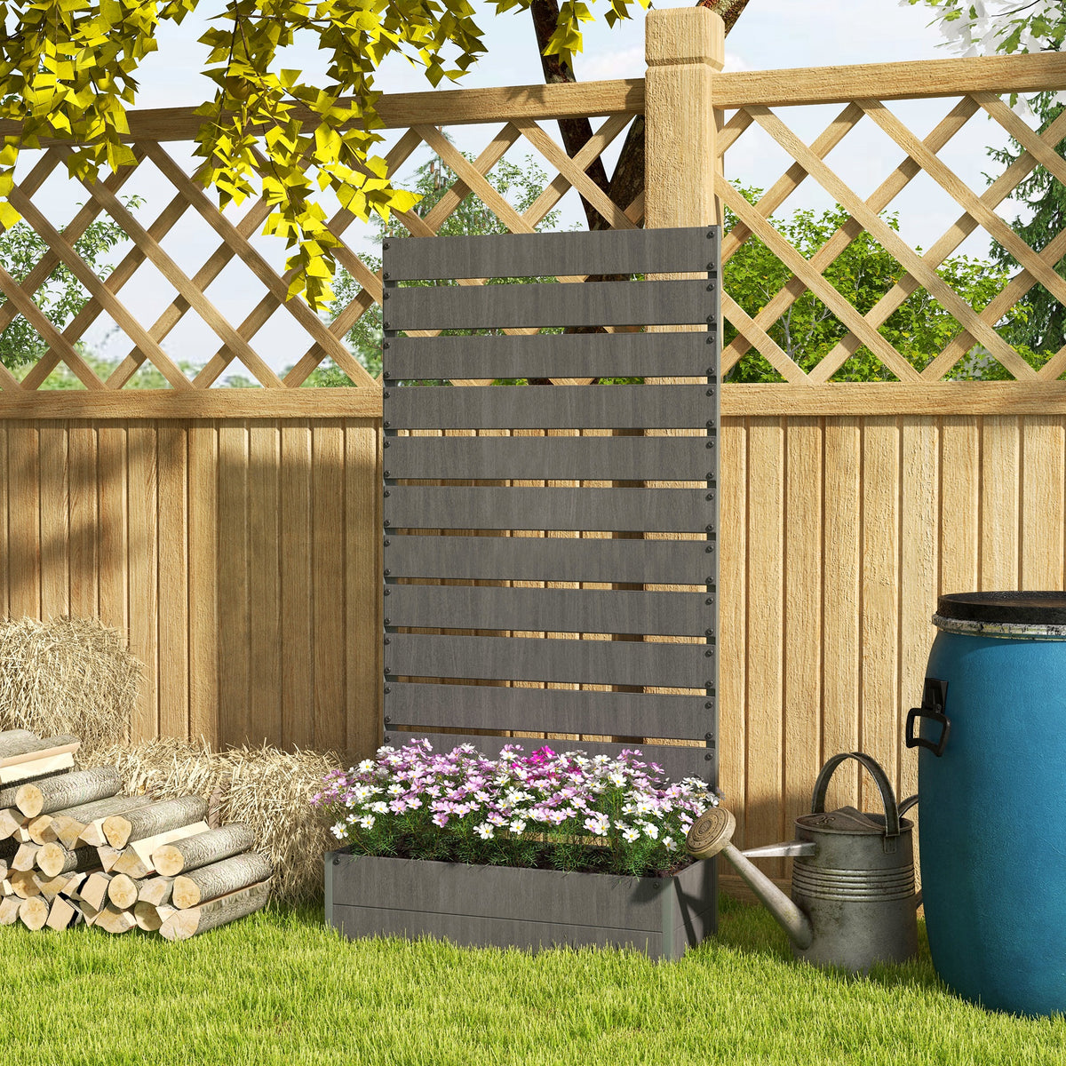 Raised Garden Bed with Trellis, 70.75" Climbing Plant Screen