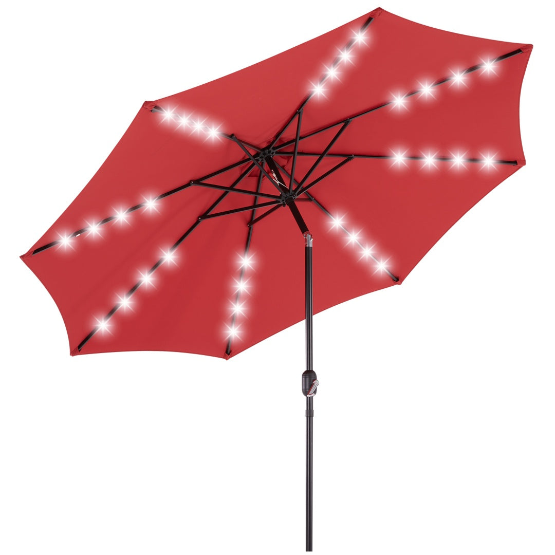 10 ft Solar LED Patio Umbrella – 32 Lights, UV Protection & Tilt