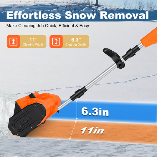 500W Cordless Snow Shovel with Battery, Gloves & Goggles - 21V Foldable