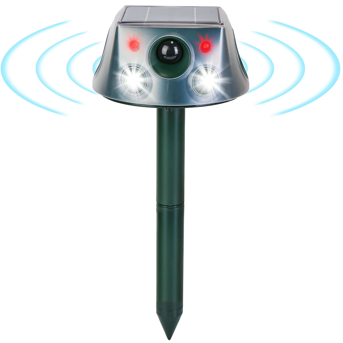 Solar Ultrasonic Animal Repeller - Motion-Activated Pest Deterrent Stake