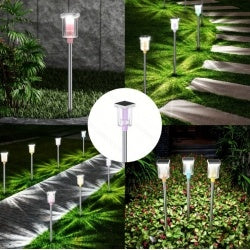 6-Pack Solar LED Pathway Lights – Rainbow Multicolor, Weatherproof
