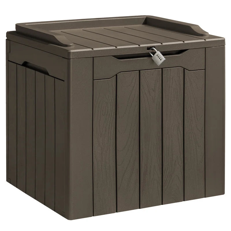 31 Gallon Outdoor Deck Box in Resin with Seat, Black