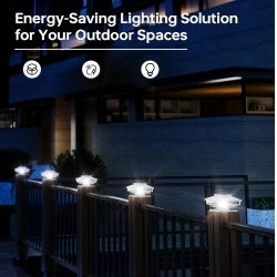 Solar Post Cap Lights 6 Pack - Waterproof LED for 4x4 5x5 6x6 Wood Fence Posts