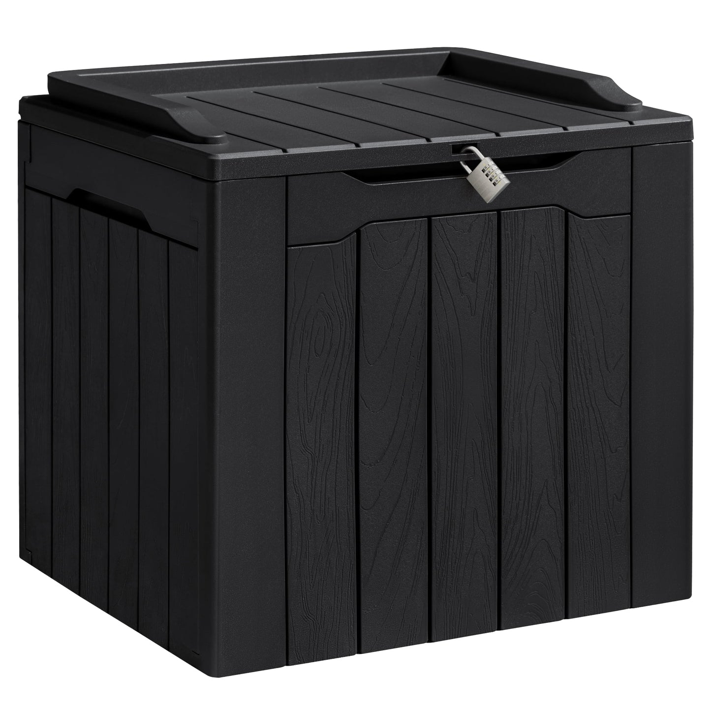 31 Gallon Outdoor Deck Box in Resin with Seat, Black