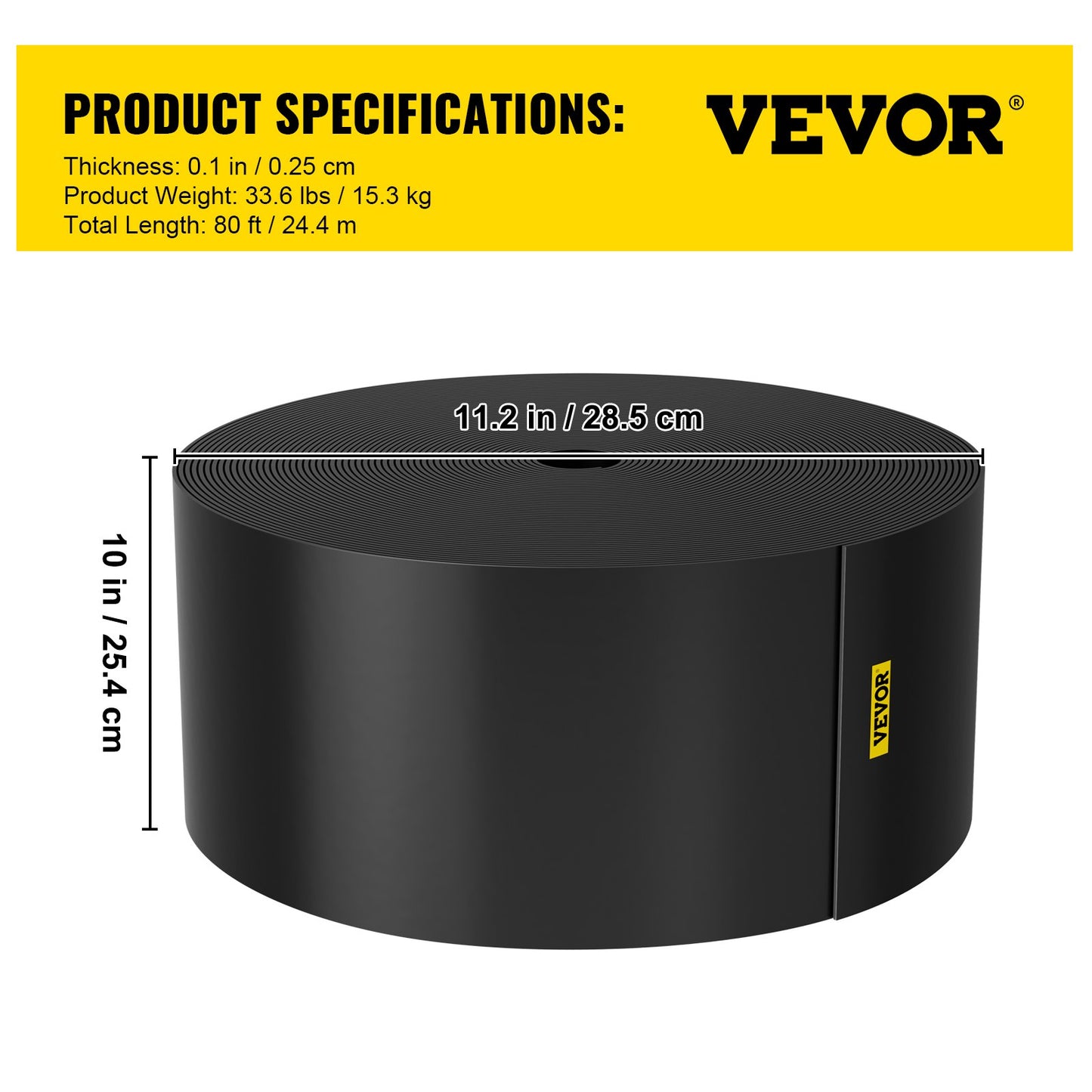 Landscape Edging Roll - 10" x 80' Flexible Garden Border (Black)