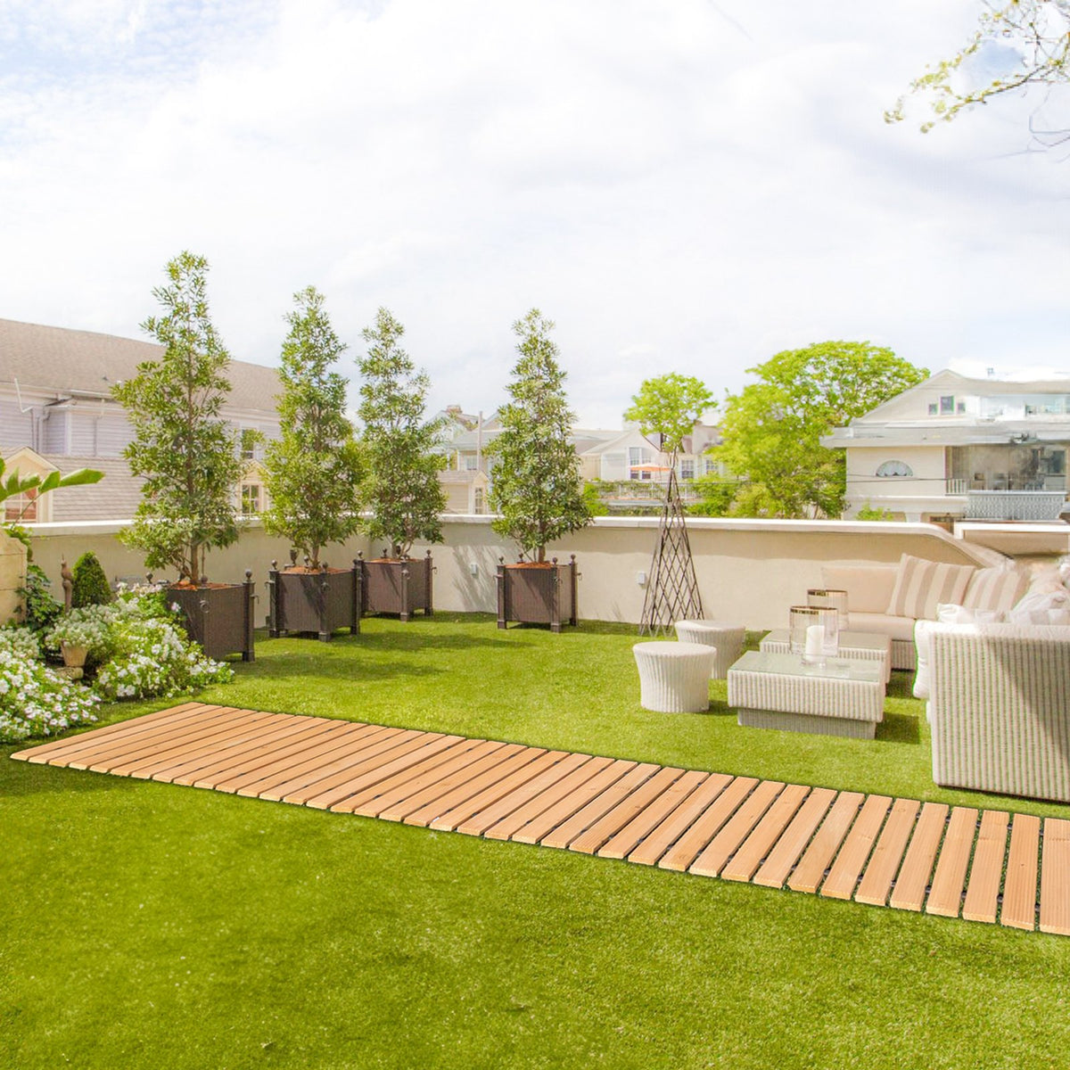 Roll-Out Cedar Garden Pathway — Straight & Curved Walkway